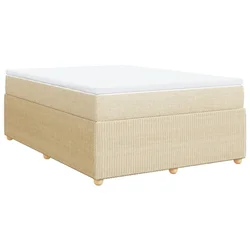 Vidaxl Box spring postelja z vzmetnico krem 140x190 cm blago