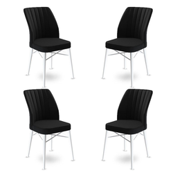 HANAH HOME Set 4 stolice Flex Black White