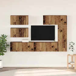 Set TV komoda Zidne 6 pcs Staro drvo Konstruirano drvo