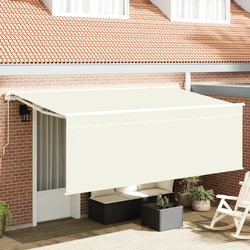 Skrovita tenda Krema 350 x 200 cm Poliester i aluminij