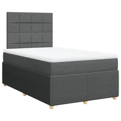 Vidaxl Box spring postelja z vzmetnico temno siva 120x190 cm blago