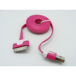 USB Kabl iPhone 4 FLAT hot pink 3m