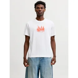 JACK & JONES Majica JORNORREBRO korala / bela