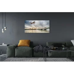 tulup.si Slika na akrilnem steklu Oblaki letal 125x50 cm 2 obešalnika