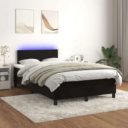 Vidaxl Box spring postelja z vzmetnico LED črna 120x200 cm žamet
