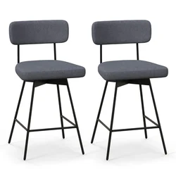 COSTWAY Komplet barskih stolčkov Swivel oblazinjen hocker 2 kosa, (5000263371)
