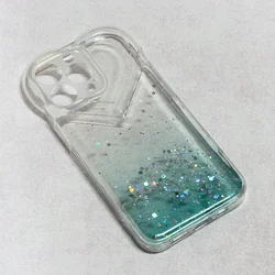 Maska za telefon Heart Glitter za iPhone 13 Pro 6.1 providno-menta