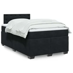 Box spring postelja z vzmetnico črna 120x190 cm žamet