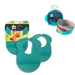 Tommee Tippee Set za bebe, Portikle RollNGo, 2 komada + Činije, 4 komada, Zeleni