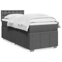 vidaXL Box spring postelja z vzmetnico temno siva 100x200 cm blago