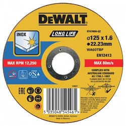 Dewalt Rezna ploča za inox DT43906, 125x3x22.2mm