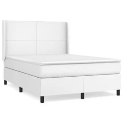 Vidaxl Box spring postelja z vzmetnico bel 140x200 cm umetno usnje