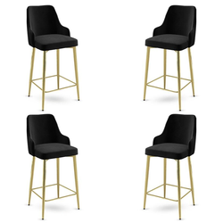 Hanah Home Set barskih stolica Enox, 4 komada, Crno-zlatni
