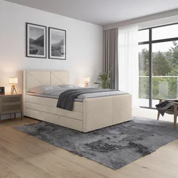 Livetastic BOXSPRING POSTELJA 140 cm  x 200 cm , les, kovina, umetna masa, tekstil bela