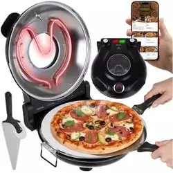 Ruhhy mini pizza pećnica 420°C s keramičkim kamenom – električna pizza peć, 1200W, set s priborom