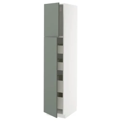 METOD / MAXIMERA Vis.el. s 2 vrata/4 fioke, bela/Nickebo mat sivozelena, 40x60x200 cm