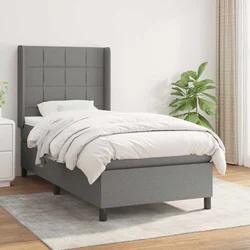 shumee Box spring postelja z vzmetnico temno siva 90x200 cm blago