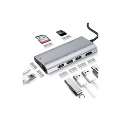 Adapter-konvertor TIP C na 3xUSB3.0+HDMI 4K+2xSD/MICRO+RJ45+TIP C