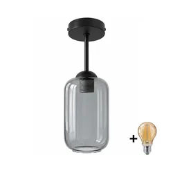BRILAGI - LED nadgradni luster R GLASS 1xE27/60W/230V, prečnik 14 cm, crna/dimna siva