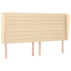 Vidaxl Vzglavje z ušesi krem 183x23x118/128 cm blago