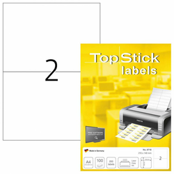 HERMA etikete TOPSTICK 210 x 148 mm, 2, 100, Bela