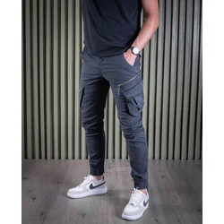 Denistar Muške pantalone 100-2708, Kargo, Tamno sive