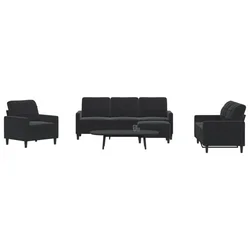 4-dijelni set sofa s jastucima crni baršunasti