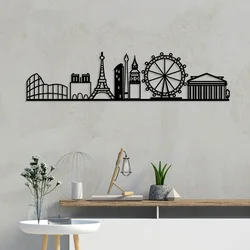 Wallity Zidna dekoracija European Cities Skyline, 120x29 cm, 1.5 mm, Crna