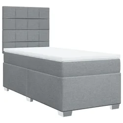 Vidaxl Box spring postelja z vzmetnico svetlo siv 100x200 cm blago