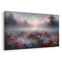 Slika meglen travnik s cvetjem - 90x60