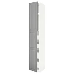 METOD / MAXIMERA Vis.el. s 2 vrata/4 fioke, bela/Bodbyn siva, 40x60x240 cm