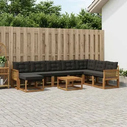 Set vanjskih sofa 9 pcs Prirodna i crna