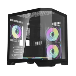 darkFlash Računalniška ohišje Darflash FT350 + 5 ventilatorjev aRGB (črna)