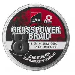 DAM STRUNA CROSSPOWER 8-BRAID 150M DARK GREY 0/20