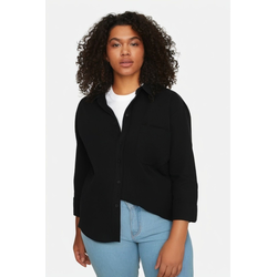 Trendyol Curve Black Boyfriend Woven Shirt TBBS22GO0323