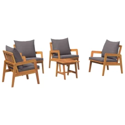 Bistro set s jastukom 5 pcs Smeđa Čvrsto drvo akacije