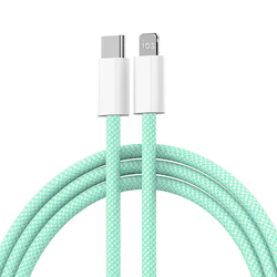 Kabl Braided PD Type-C na Lightning 20W zeleni