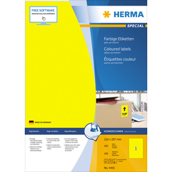 Herma etikete 210X297 A4/1 1/100 žuta ( 02H4401 )