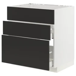 METOD / MAXIMERA Pod.element sudop. i 3front/2fioke, bela/Nickebo boja antracita, mat, 80x60 cm