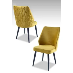 Hanah Home Set stolica Pufi, 48x90x43 cm, 4 komada, Crno-žute