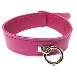 ROUGE Leather Plain Collar with Removeable O-Ring Pink