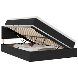 LED krevet za pohranu s madracem Crna 140 x 190 cm Baršun