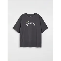 Sinsay - Pamučna majica sa printom na leđima Miffy - tamno siva