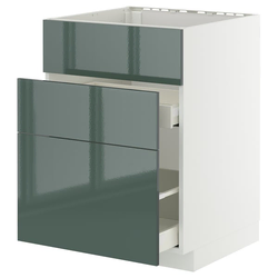 METOD / MAXIMERA Pod.element sudop. i 3front/2fioke, bela/Kallarp tamna sivozelena visokog sjaja, 60x60 cm