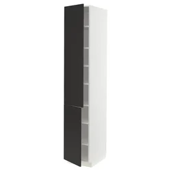METOD Visoki element s policama/2 vrata, bela/Nickebo boja antracita, mat, 40x60x220 cm