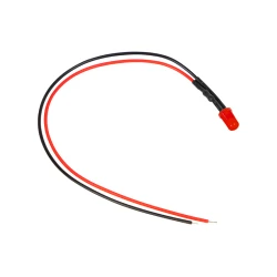 LED dioda 5 mm rdeča 12V črna s kablom 20 cm