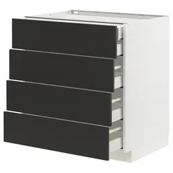 METOD / MAXIMERA Pod.elem.4fronta/2donj/3sred.fioke, bela/Nickebo boja antracita, mat, 80x60 cm