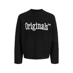 JACK & JONES Pulover JORMONTREAL OLLIE črna/bela