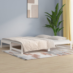 Dnevni ležaj na izvlačenje bijeli 2x(80x200)cm masivna borovina