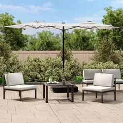 Dvostruki vrtni suncobran pješčano bijeli 316 x 145 cm